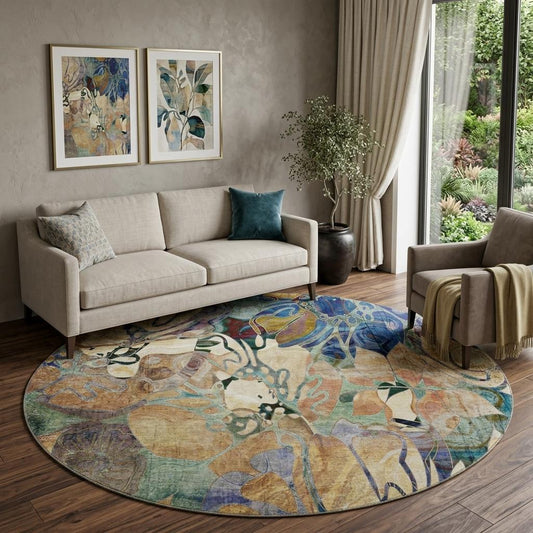 The Isla Distressed Abstract Washable Rug