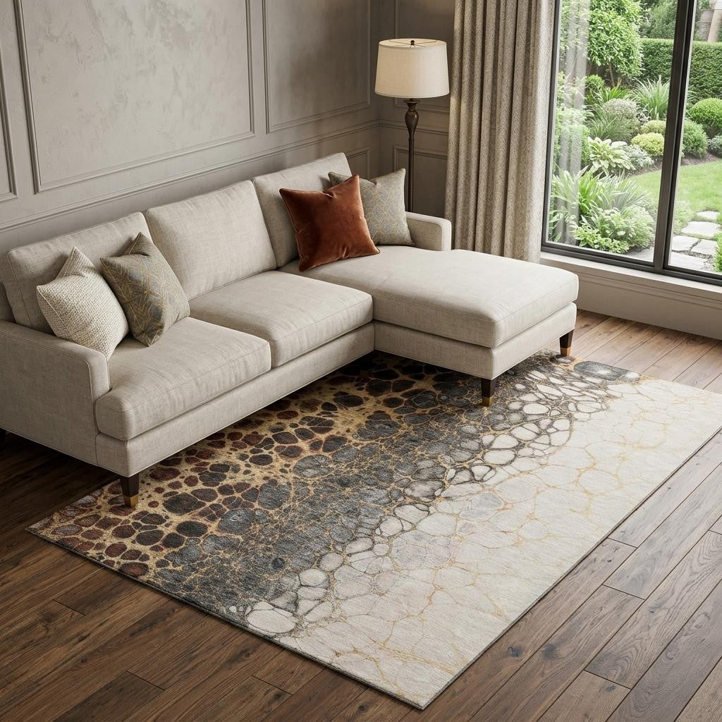 The Vivienne Distressed Abstract Washable Rug