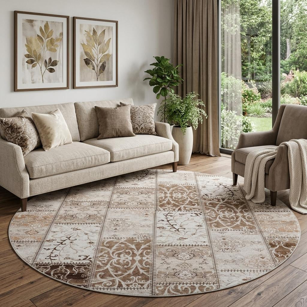The Remi Distressed Patchwork Washable Rug