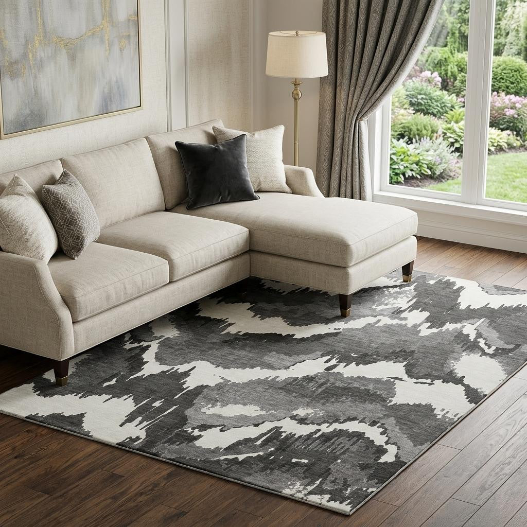 The Knox Washable Abstract Monochrome Rug