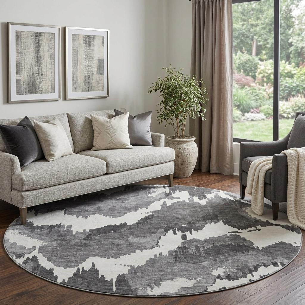 The Knox Washable Abstract Monochrome Rug