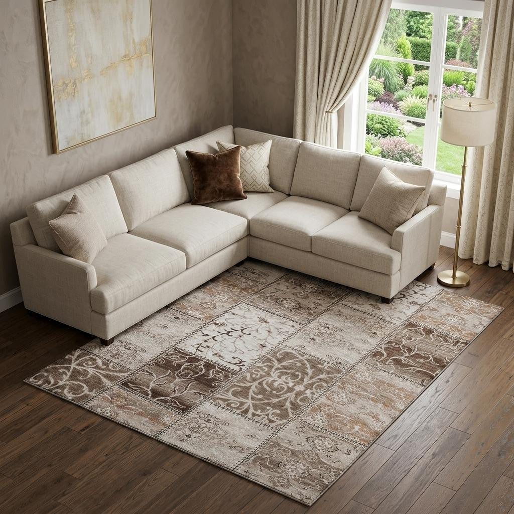 The Remi Distressed Patchwork Washable Rug
