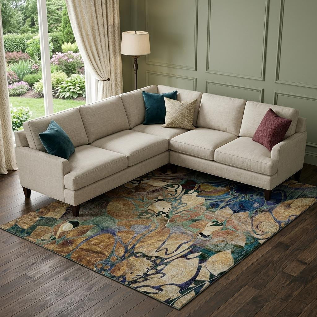 The Isla Distressed Abstract Washable Rug