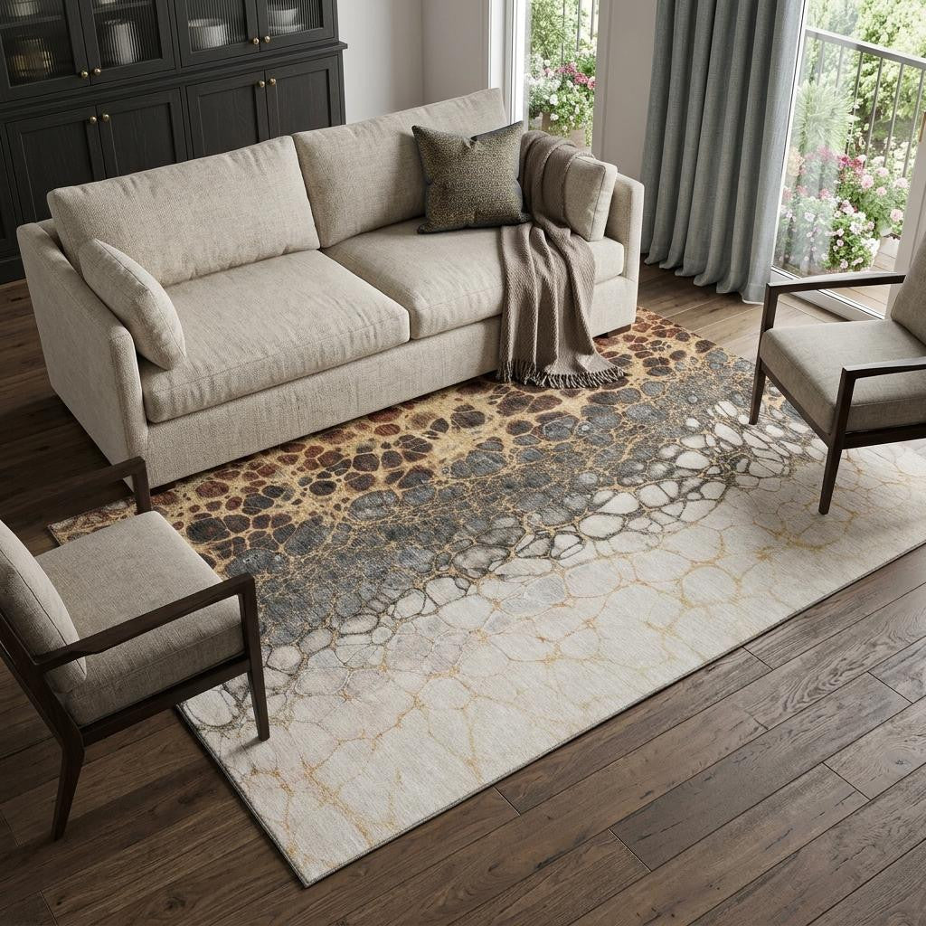 The Vivienne Distressed Abstract Washable Rug