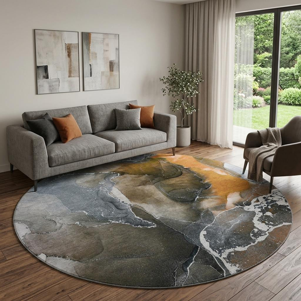 The Terran Washable Abstract Terracotta Rug