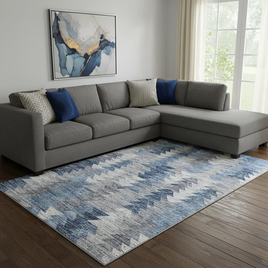 The Beckett Washable Geometric Coastal Rug