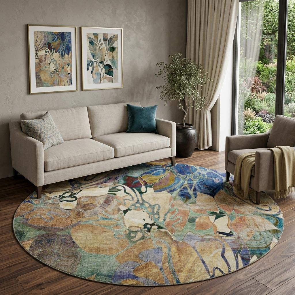 The Isla Distressed Abstract Washable Rug