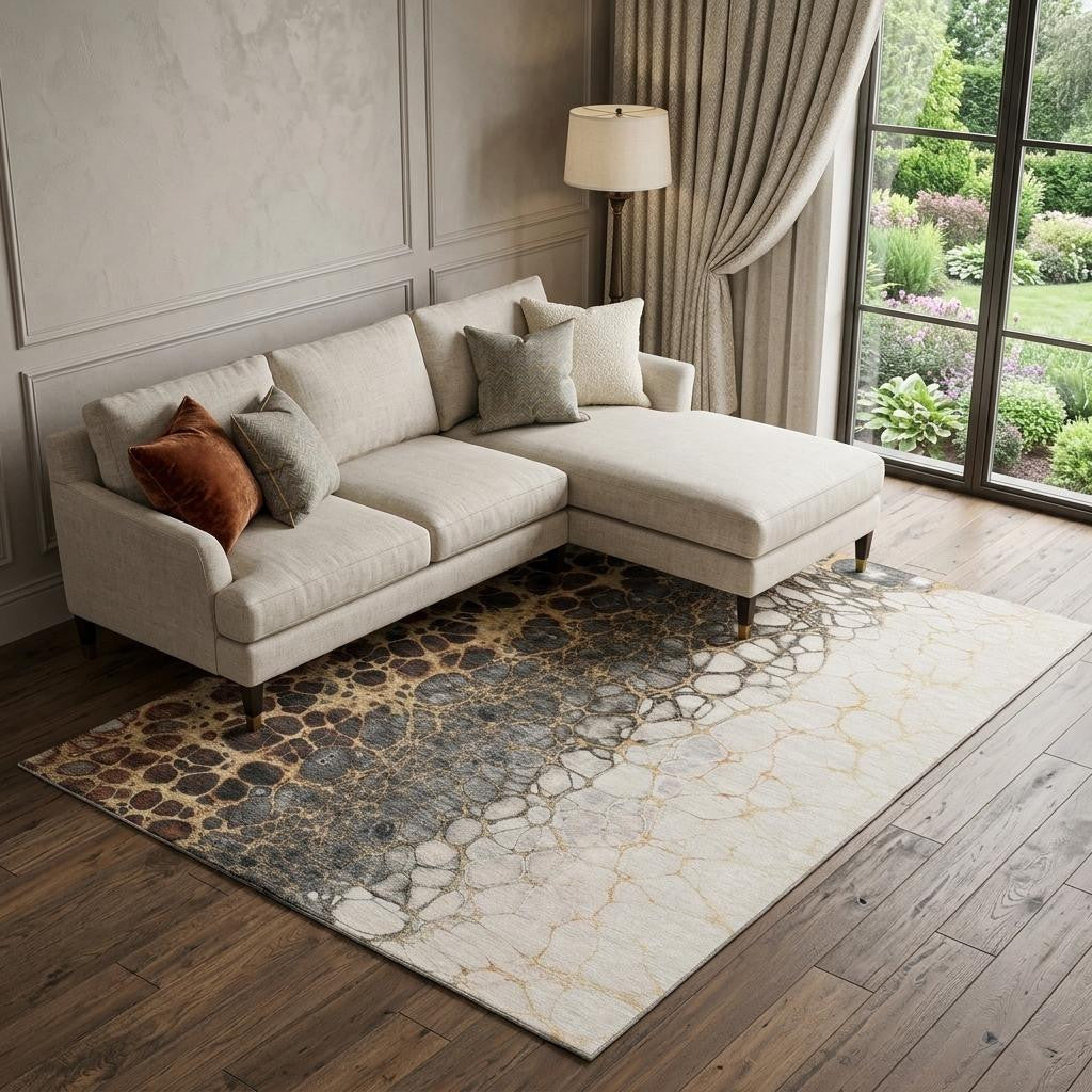 The Vivienne Distressed Abstract Washable Rug