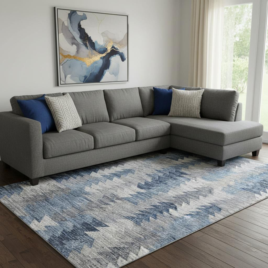 The Beckett Washable Geometric Coastal Rug
