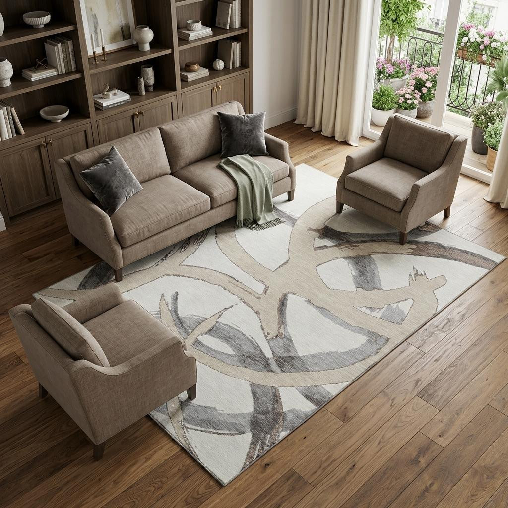 The Kinsley Washable Abstract Neutral Rug