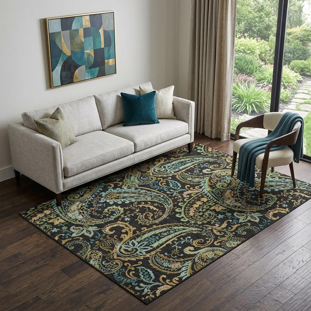 The Marlo Washable Paisley Statement Rug