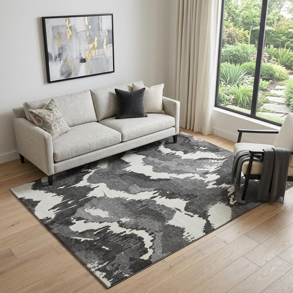The Knox Washable Abstract Monochrome Rug