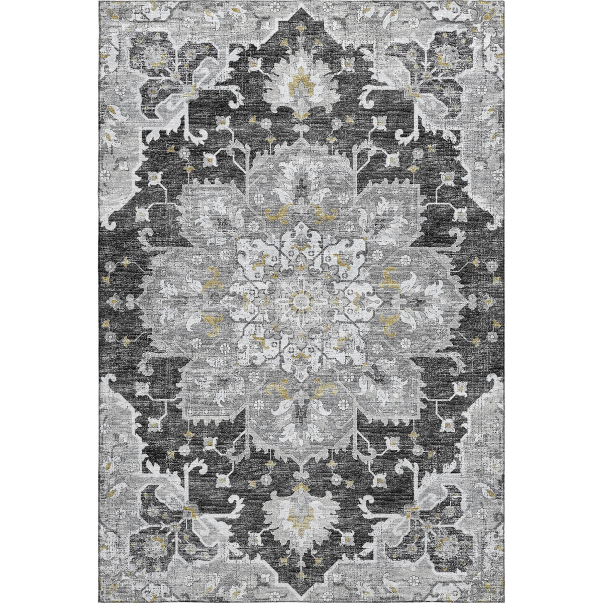 The Sterling Distressed Medallion Washable Rug