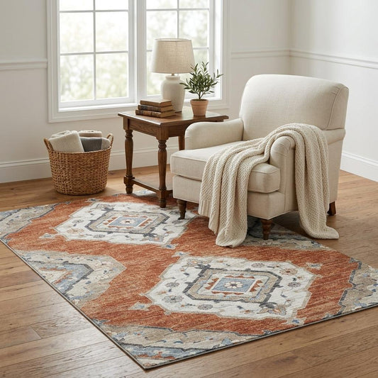 The Sonora Washable Distressed Tribal Rug