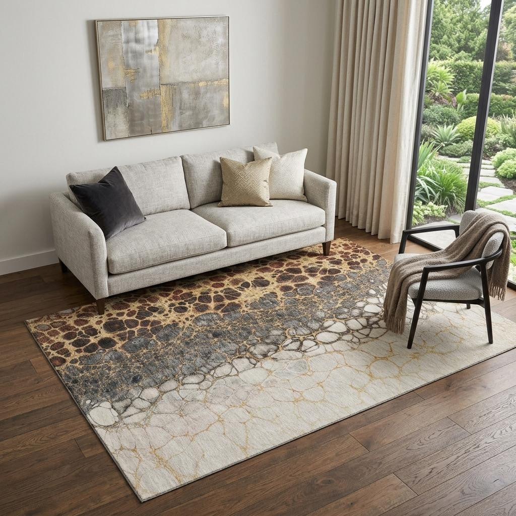 The Vivienne Distressed Abstract Washable Rug
