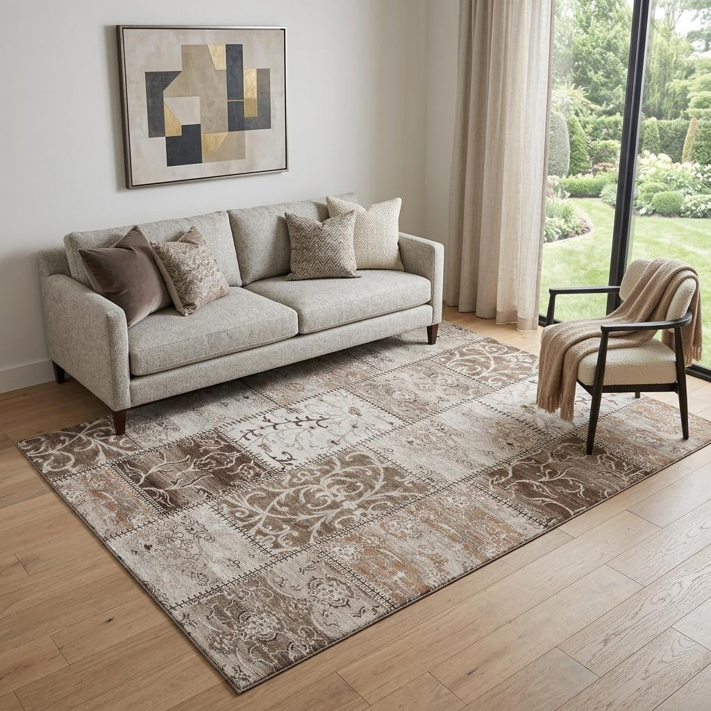 The Remi Distressed Patchwork Washable Rug