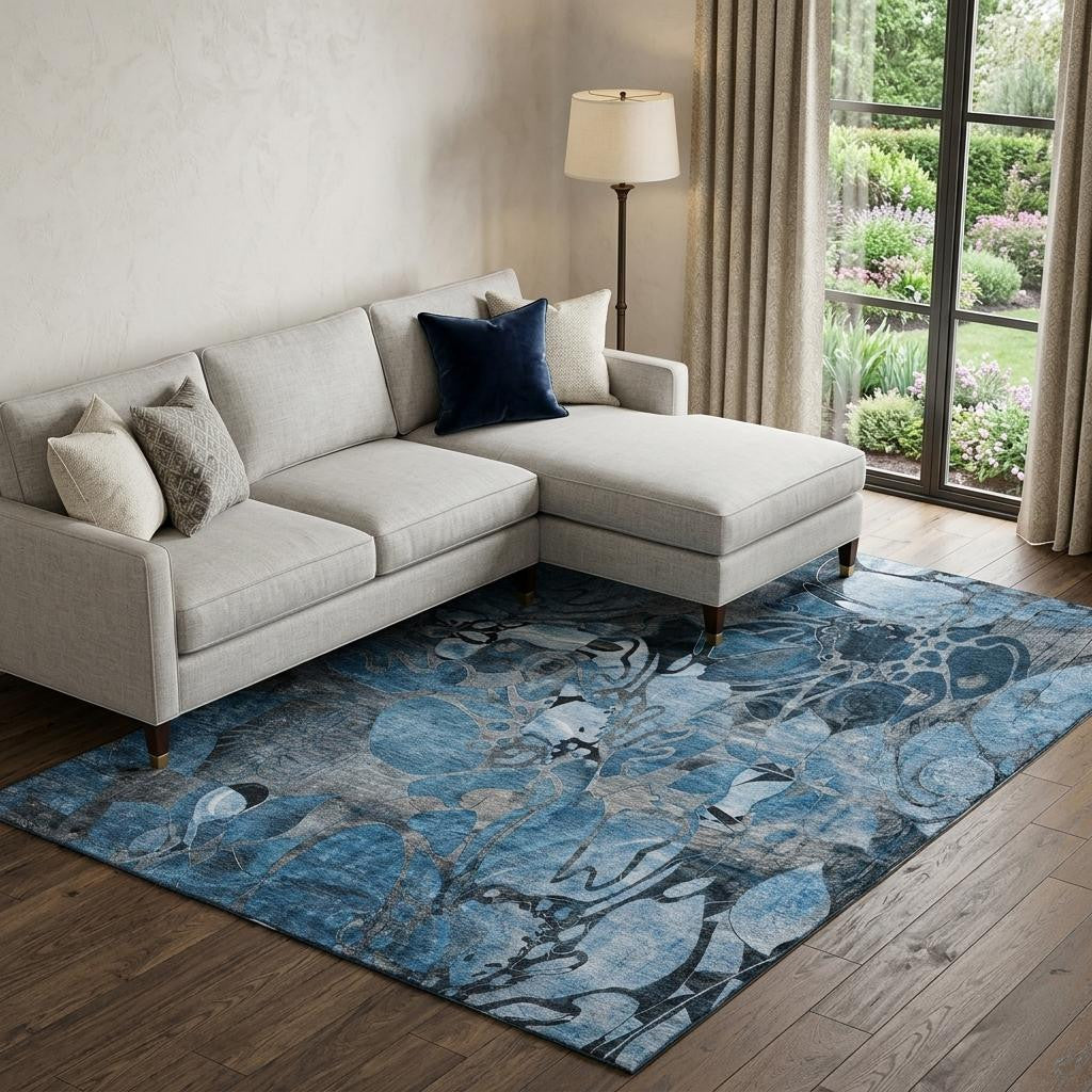 The Caspian Distressed Abstract Washable Rug