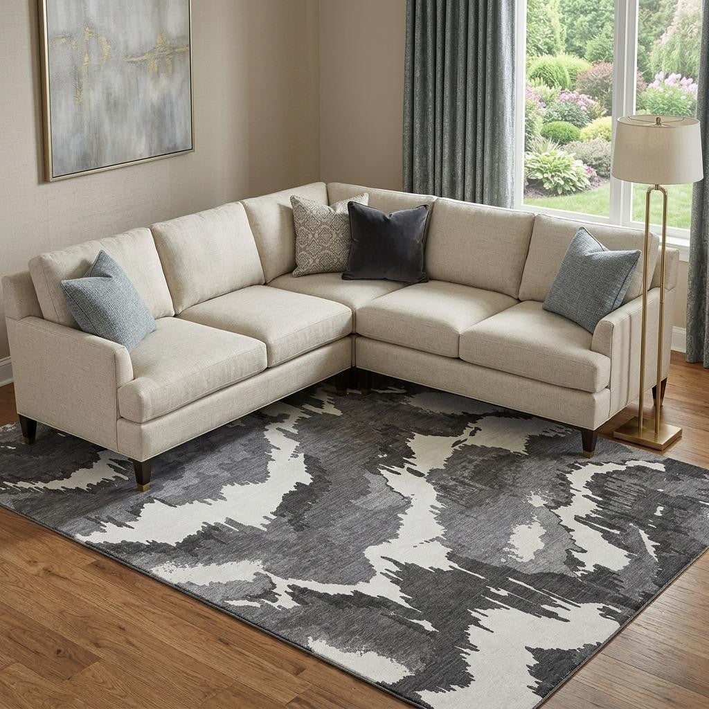 The Knox Washable Abstract Monochrome Rug