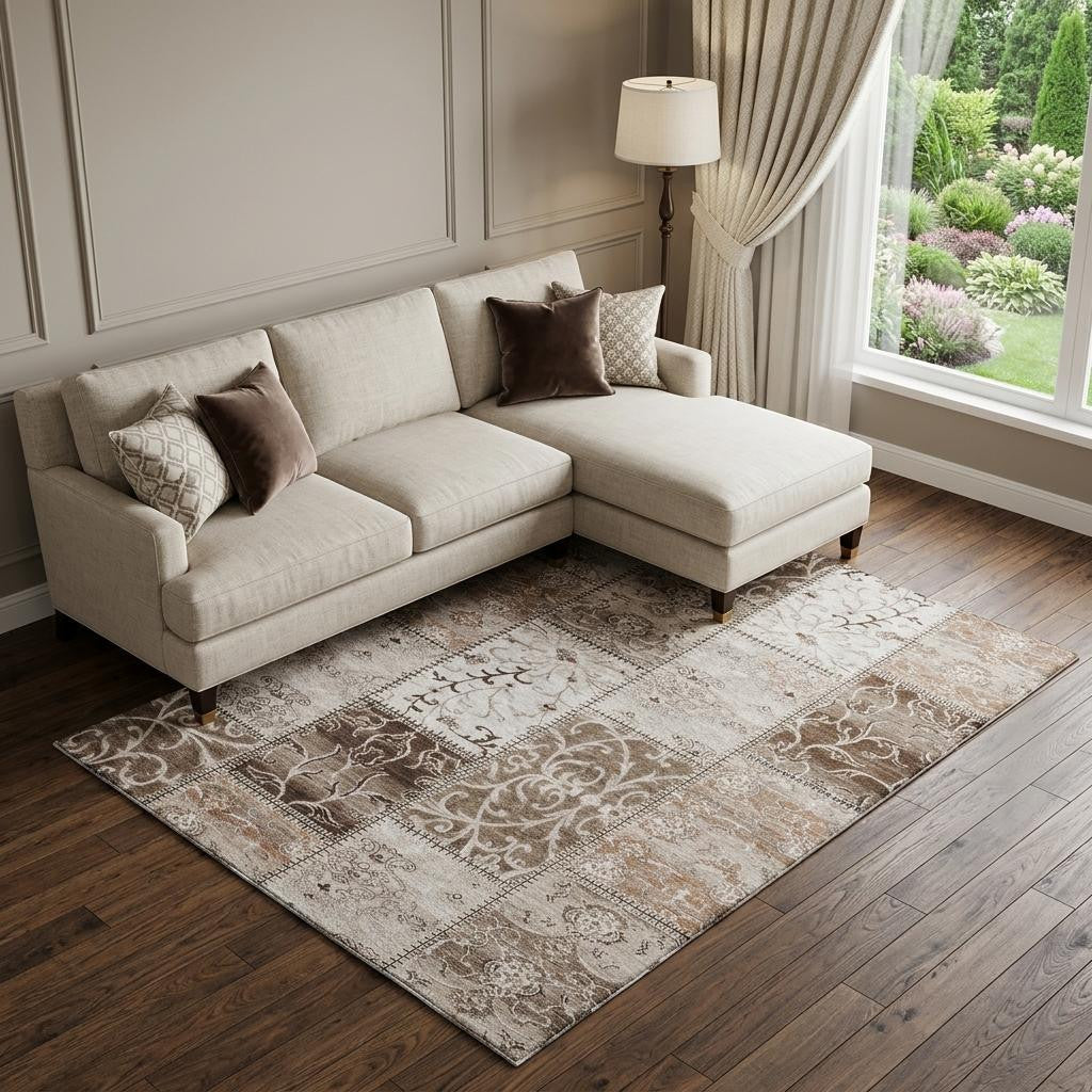 The Remi Distressed Patchwork Washable Rug