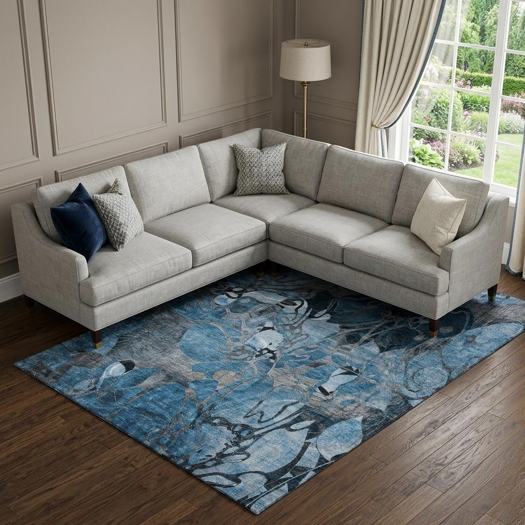 The Caspian Distressed Abstract Washable Rug