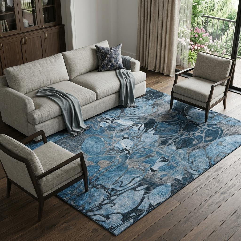 The Caspian Distressed Abstract Washable Rug