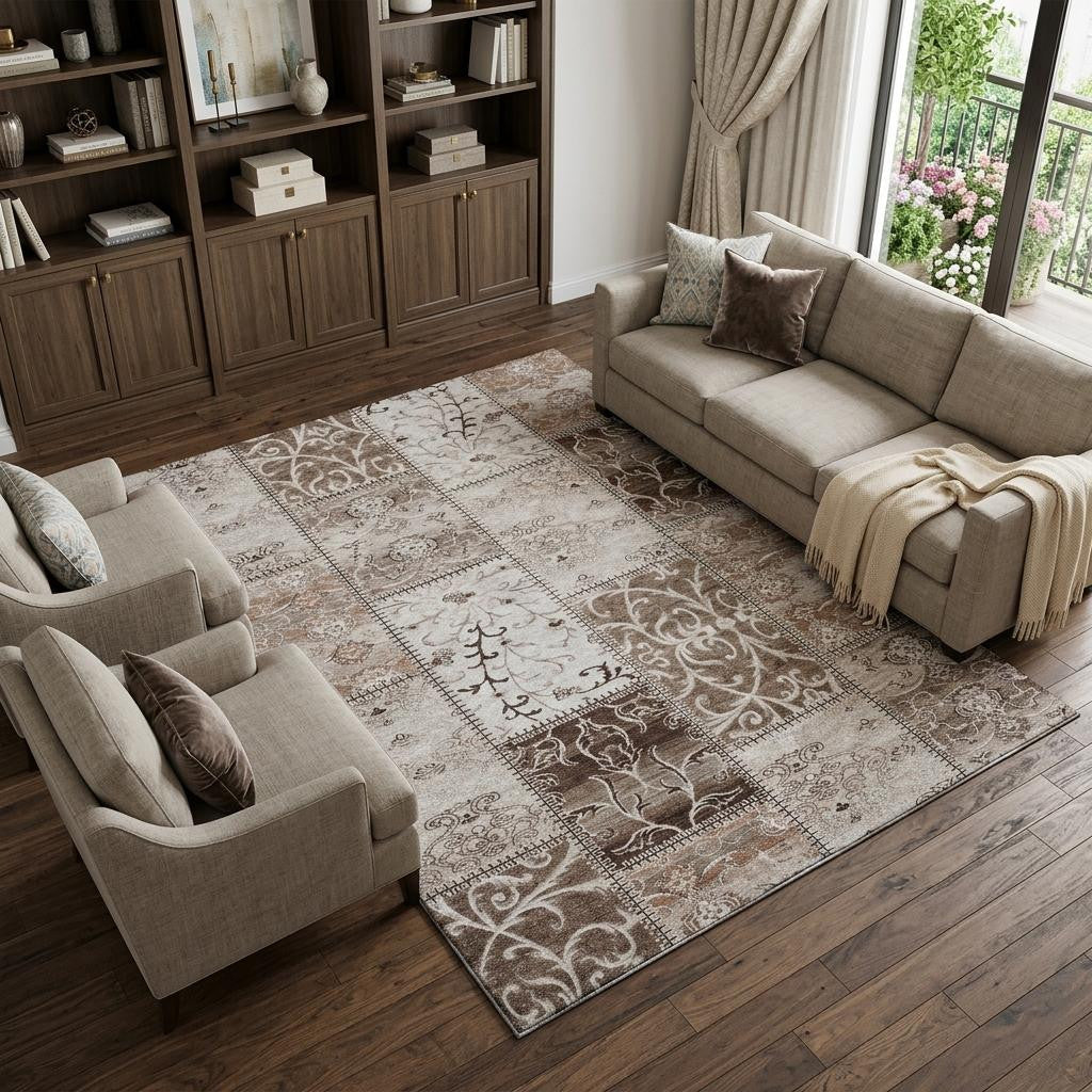 The Remi Distressed Patchwork Washable Rug