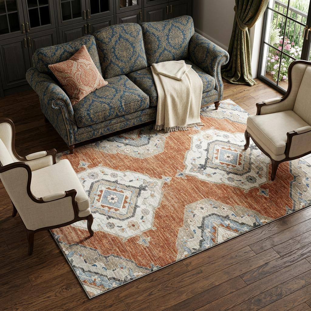 The Sonora Washable Distressed Tribal Rug