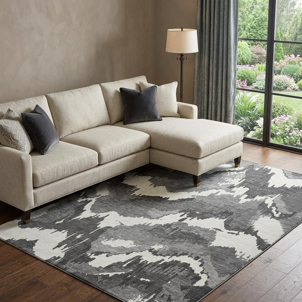 The Knox Washable Abstract Monochrome Rug