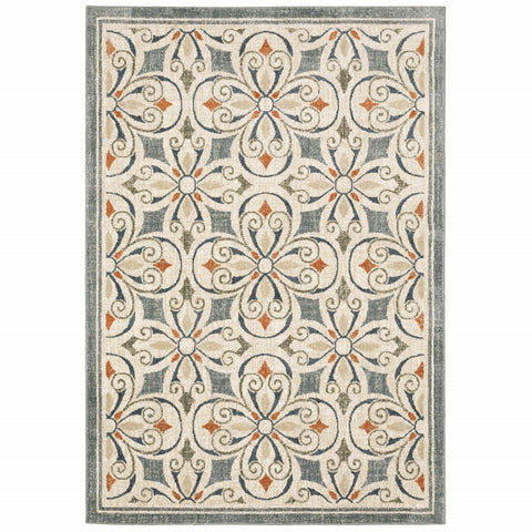 5’ x 7’ Gray and Beige Medallion Indoor Area Rug